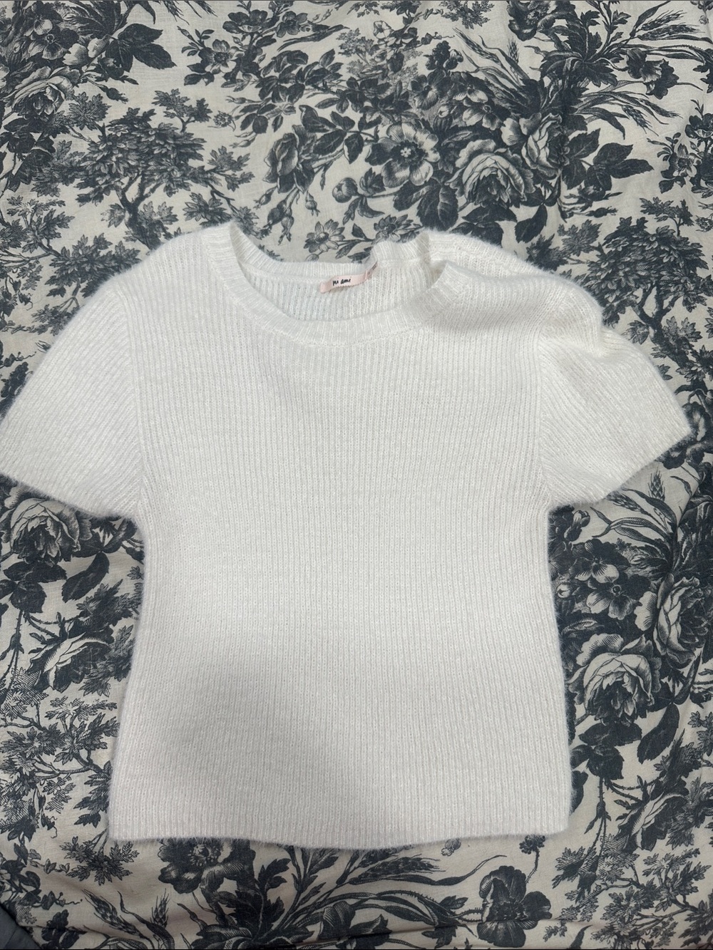 White Short-Sleeve Knit Top